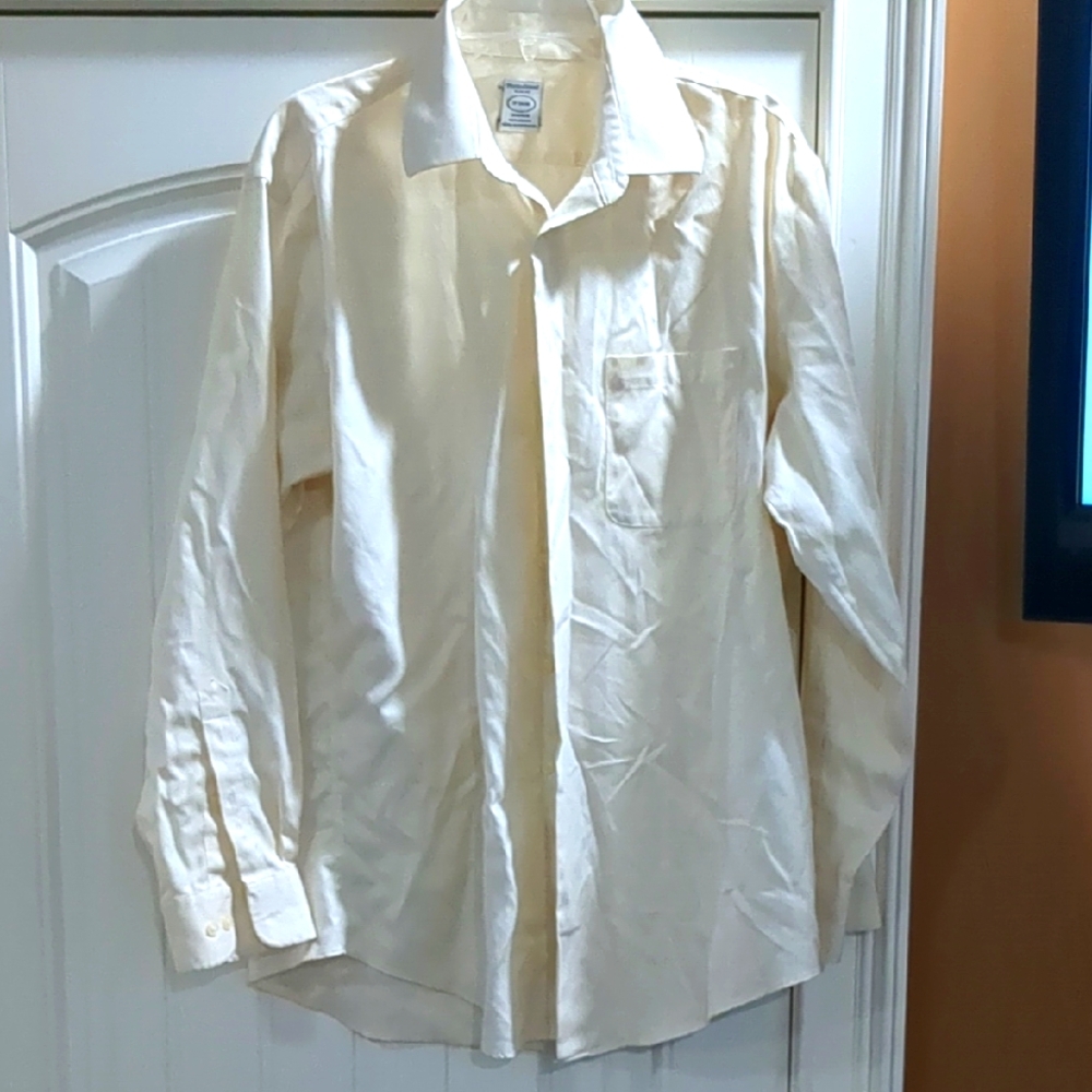 Men's Dress Cream Shirt Sz 17 34/35 Slim Fit